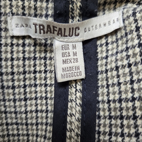 ZARA TRAFALUC herringbone cotton tweed lightweight cream/black/Grey blazer. MED - Picture 10 of 13